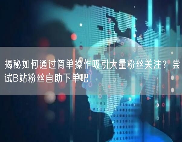 揭秘如何通过简单操作吸引大量粉丝关注？尝试B站粉丝自助下单吧！