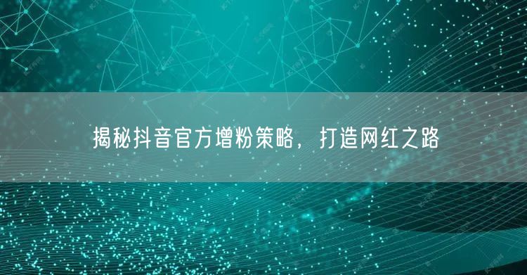 揭秘抖音官方增粉策略，打造网红之路