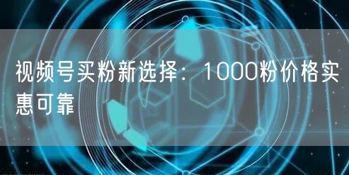 视频号买粉新选择：1000粉价格实惠可靠